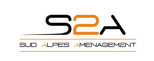 logo S2A transparent écriture noir et orange