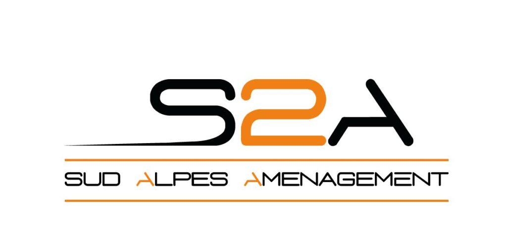 logo S2A fond blanc écriture noire et orange