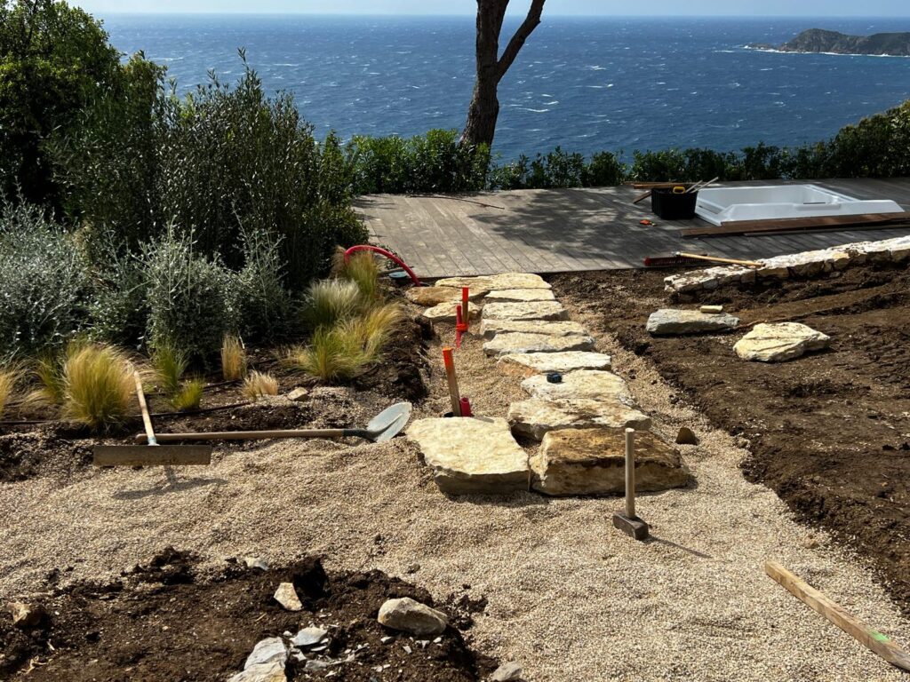 travaux terrasse S2A vue mer